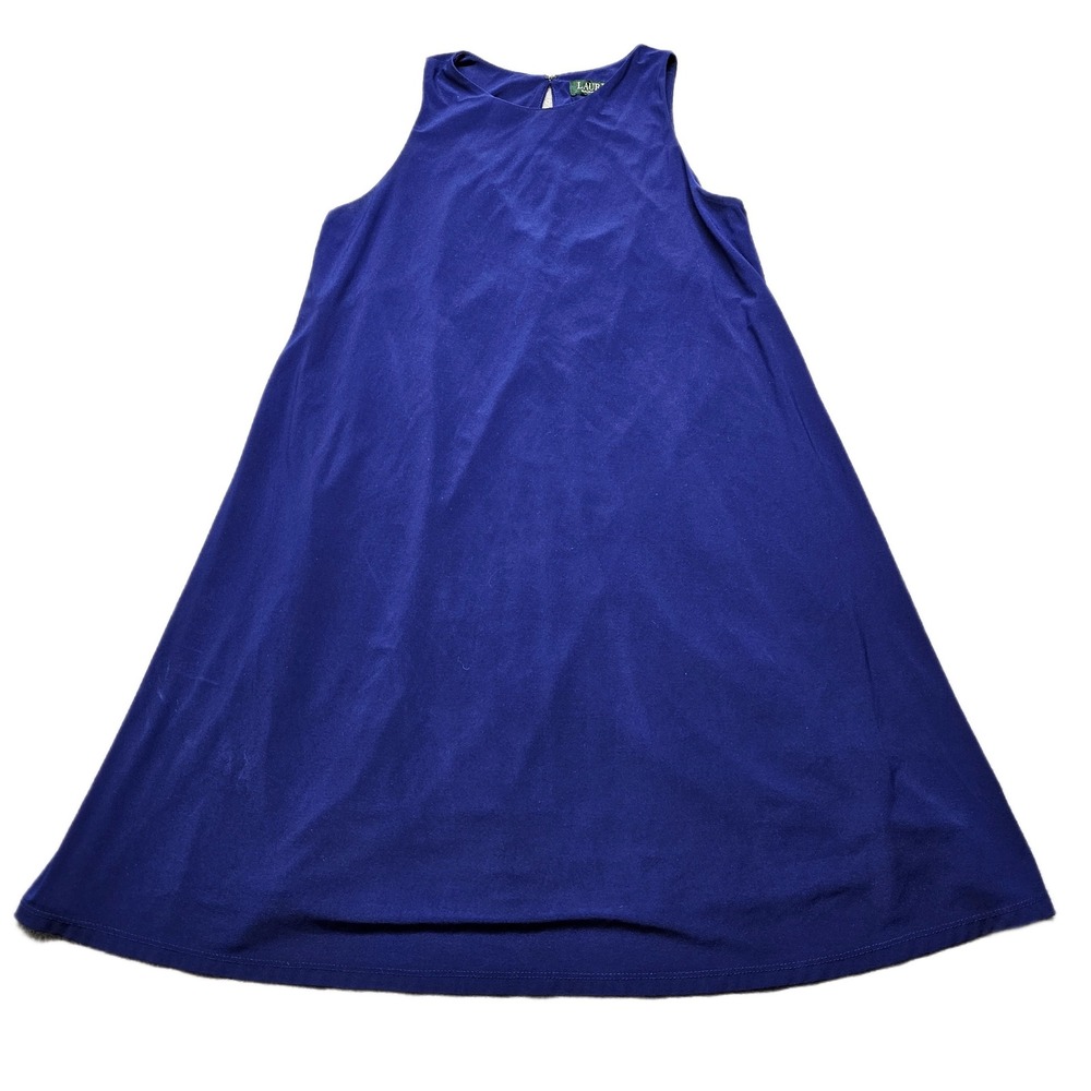 Lauren Ralph Lauren‎ Midi A-Line Dress 8 Royal Blue Casual Sleeveless Round Neck